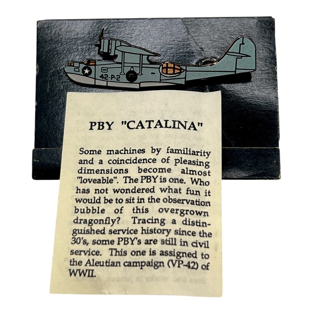 Wm Spear PBY Cataline Airplane Brooch Pin 1986 Vintage Signed Miliary Civil